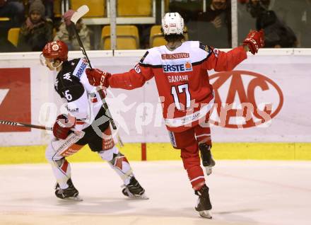 EBEL. Eishockey Bundesliga. KAC gegen 	HC TWK Innsbruck, Die Haie. Torjubel Manuel Ganahl (KAC). Klagenfurt, am 17.2.2017.
Foto: Kuess

---
pressefotos, pressefotografie, kuess, qs, qspictures, sport, bild, bilder, bilddatenbank