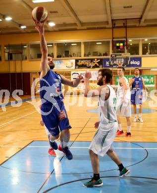 Basketball 2. Bundesliga. GD 17. Runde. KOS Celovec gegen D.C. Timberwolves. Christian Erschen,   (KOS Celovec), Petar Cosic (Timberwolves). Klagenfurt, am 18.2.2017.
Foto: Kuess
---
pressefotos, pressefotografie, kuess, qs, qspictures, sport, bild, bilder, bilddatenbank