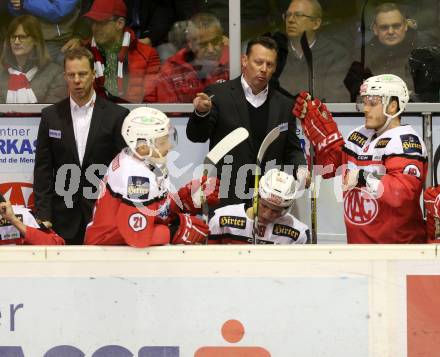 EBEL. Eishockey Bundesliga. KAC gegen 	UPC Vienna Capitals. Co Trainer Patric Wener, Trainer Mike Pellegrims (KAC). Klagenfurt, am 19.2.2017.
Foto: Kuess

---
pressefotos, pressefotografie, kuess, qs, qspictures, sport, bild, bilder, bilddatenbank