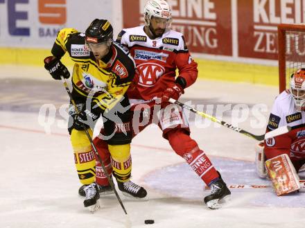EBEL. Eishockey Bundesliga. KAC gegen 	UPC Vienna Capitals. David Joseph Fischer, (KAC),  Riley Holzapfel  (Vienna Capitals). Klagenfurt, am 19.2.2017.
Foto: Kuess

---
pressefotos, pressefotografie, kuess, qs, qspictures, sport, bild, bilder, bilddatenbank