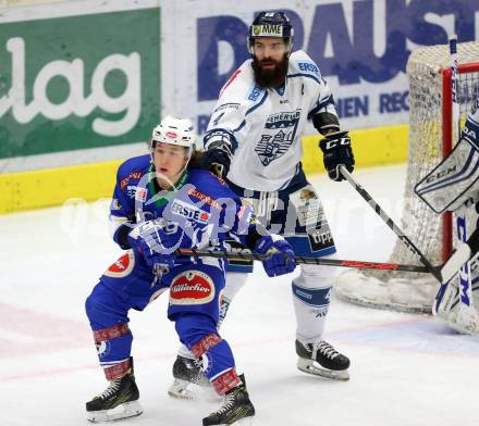 EBEL. Eishockey Bundesliga. VSV gegen	Fehervar AV 19. Christian Jennes,  (VSV), Antonin Manavian (Alba Volan). Villach, am 21.2.2017.
Foto: Kuess

---
pressefotos, pressefotografie, kuess, qs, qspictures, sport, bild, bilder, bilddatenbank