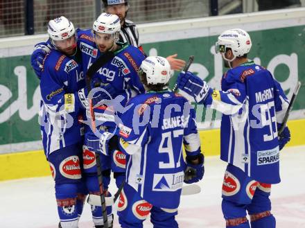 EBEL. Eishockey Bundesliga. VSV gegen	Fehervar AV 19. Torjubel Christian Jennes, Markus Schlacher, Florian Muehlstein, Evan McGrath (VSV). Villach, am 21.2.2017.
Foto: Kuess

---
pressefotos, pressefotografie, kuess, qs, qspictures, sport, bild, bilder, bilddatenbank