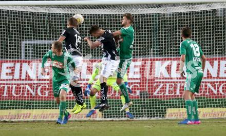 Fussball Bundesliga. RZ Pellets WAC gegen SK Rapid Wien. Mario Leitgeb, Philipp Prosenik (WAC), Mario Sonnleitner. Maximilian Hoffmann (Rapid). Wolfsberg, am 11.2.2017.
Foto: Kuess

---
pressefotos, pressefotografie, kuess, qs, qspictures, sport, bild, bilder, bilddatenbank