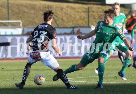 Fussball Bundesliga. RZ Pellets WAC gegen SK Rapid Wien. Peter Tschernegg,  (WAC), Stefan Schwab (Rapid). Wolfsberg, am 11.2.2017.
Foto: Kuess

---
pressefotos, pressefotografie, kuess, qs, qspictures, sport, bild, bilder, bilddatenbank