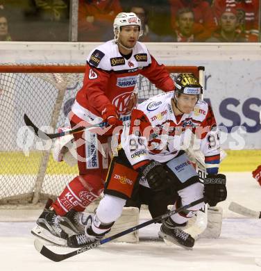 EBEL. Eishockey Bundesliga. KAC gegen 	HC Orli Znojmo. Mark Hurturbise,  (KAC),  Stepan Csamango (Znojmo). Klagenfurt, am 26.2.2017.
Foto: Kuess

---
pressefotos, pressefotografie, kuess, qs, qspictures, sport, bild, bilder, bilddatenbank