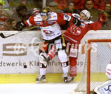 EBEL. Eishockey Bundesliga. KAC gegen 	HC Orli Znojmo. Matthew Neal, (KAC),  Sean McMonagle (Znojmo). Klagenfurt, am 26.2.2017.
Foto: Kuess

---
pressefotos, pressefotografie, kuess, qs, qspictures, sport, bild, bilder, bilddatenbank