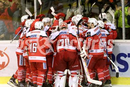 EBEL. Eishockey Bundesliga. KAC gegen 	HC Orli Znojmo. Jubel  (KAC). Klagenfurt, am 26.2.2017.
Foto: Kuess

---
pressefotos, pressefotografie, kuess, qs, qspictures, sport, bild, bilder, bilddatenbank