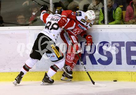 EBEL. Eishockey Bundesliga. KAC gegen 	HC Orli Znojmo. Ziga Pance,  (KAC),  Libor Sulak (Znojmo). Klagenfurt, am 26.2.2017.
Foto: Kuess

---
pressefotos, pressefotografie, kuess, qs, qspictures, sport, bild, bilder, bilddatenbank