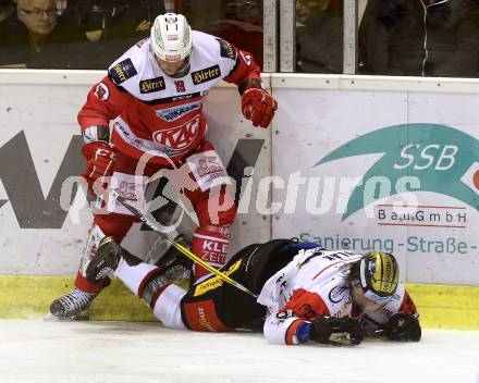 EBEL. Eishockey Bundesliga. KAC gegen 	HC Orli Znojmo. Stefan Geier,  (KAC), Libor Sulak  (Znojmo). Klagenfurt, am 26.2.2017.
Foto: Kuess

---
pressefotos, pressefotografie, kuess, qs, qspictures, sport, bild, bilder, bilddatenbank