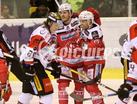 EBEL. Eishockey Bundesliga. KAC gegen 	HC Orli Znojmo. Torjubel Manuel Geier, Kevin Kapstad (KAC). Klagenfurt, am 26.2.2017.
Foto: Kuess

---
pressefotos, pressefotografie, kuess, qs, qspictures, sport, bild, bilder, bilddatenbank