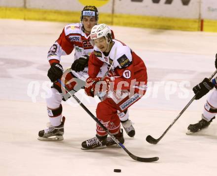 EBEL. Eishockey Bundesliga. KAC gegen 	HC Orli Znojmo. Manuel Ganahl, (KAC), Antonin Boruta   (Znojmo). Klagenfurt, am 26.2.2017.
Foto: Kuess

---
pressefotos, pressefotografie, kuess, qs, qspictures, sport, bild, bilder, bilddatenbank