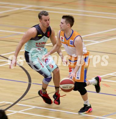 Basketball 2. Bundesliga. GD18. Runde. Raiders Villach gegen BBU Salzburg.   Julian Hartl, (Villach), Georg Lampl  (Salzburg). Villach, am 26.2.2017.
Foto: Kuess
---
pressefotos, pressefotografie, kuess, qs, qspictures, sport, bild, bilder, bilddatenbank