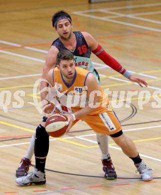 Basketball 2. Bundesliga. GD18. Runde. Raiders Villach gegen BBU Salzburg.   Marko Kolaric,  (Villach), Jasmin Tomas (Salzburg). Villach, am 26.2.2017.
Foto: Kuess
---
pressefotos, pressefotografie, kuess, qs, qspictures, sport, bild, bilder, bilddatenbank