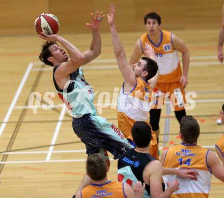 Basketball 2. Bundesliga. GD18. Runde. Raiders Villach gegen BBU Salzburg.   Simon Finzgar,  (Villach), Marko Rakocsevity (Salzburg). Villach, am 26.2.2017.
Foto: Kuess
---
pressefotos, pressefotografie, kuess, qs, qspictures, sport, bild, bilder, bilddatenbank