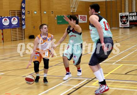 Basketball 2. Bundesliga. GD18. Runde. Raiders Villach gegen BBU Salzburg.   Luka Gvozden, Erik Rhinehart, (Villach), Georg Lampl  (Salzburg). Villach, am 26.2.2017.
Foto: Kuess
---
pressefotos, pressefotografie, kuess, qs, qspictures, sport, bild, bilder, bilddatenbank