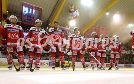 EBEL. Eishockey Bundesliga. KAC gegen 	HC Orli Znojmo. Jubel  (KAC). Klagenfurt, am 3.3.2017.
Foto: Kuess

---
pressefotos, pressefotografie, kuess, qs, qspictures, sport, bild, bilder, bilddatenbank