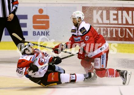 EBEL. Eishockey Bundesliga. KAC gegen 	HC Orli Znojmo. Martin Schumnig, (KAC),  Martin Podesva (Znojmo). Klagenfurt, am 3.3.2017.
Foto: Kuess

---
pressefotos, pressefotografie, kuess, qs, qspictures, sport, bild, bilder, bilddatenbank