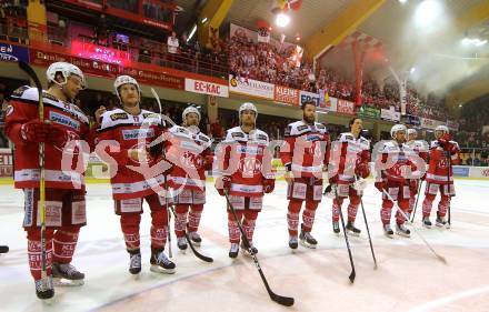 EBEL. Eishockey Bundesliga. KAC gegen 	HC Orli Znojmo. Jubel  (KAC). Klagenfurt, am 3.3.2017.
Foto: Kuess

---
pressefotos, pressefotografie, kuess, qs, qspictures, sport, bild, bilder, bilddatenbank