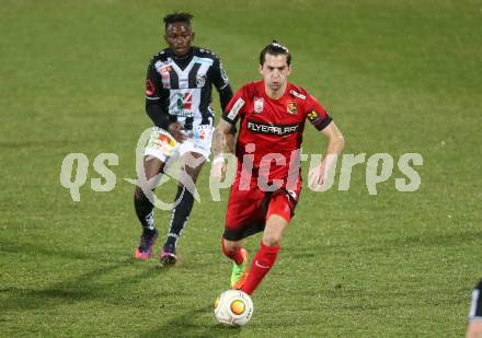 Fussball Bundesliga. RZ Pellets WAC gegen FC Admira Wacker Moedling.  Zakaria Sanogo,  (WAC), Christoph Knasmuellner (Moedling). Wolfsberg, am 4.3.2017.
Foto: Kuess

---
pressefotos, pressefotografie, kuess, qs, qspictures, sport, bild, bilder, bilddatenbank
