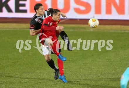 Fussball Bundesliga. RZ Pellets WAC gegen FC Admira Wacker Moedling.  Dario Baldauf, (WAC), Maximilian Sax  (Moedling). Wolfsberg, am 4.3.2017.
Foto: Kuess

---
pressefotos, pressefotografie, kuess, qs, qspictures, sport, bild, bilder, bilddatenbank