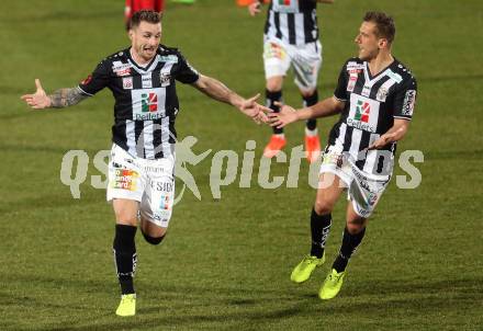 Fussball Bundesliga. RZ Pellets WAC gegen FC Admira Wacker Moedling.  Torjubel Michael Sollbauer, Mario Leitgeb (WAC). Wolfsberg, am 4.3.2017.
Foto: Kuess

---
pressefotos, pressefotografie, kuess, qs, qspictures, sport, bild, bilder, bilddatenbank