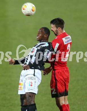 Fussball Bundesliga. RZ Pellets WAC gegen FC Admira Wacker Moedling.  Dever Akem Orgill, (WAC), Fabio Strauss (Moedling). Wolfsberg, am 4.3.2017.
Foto: Kuess

---
pressefotos, pressefotografie, kuess, qs, qspictures, sport, bild, bilder, bilddatenbank