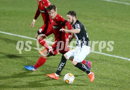 Fussball Bundesliga. RZ Pellets WAC gegen FC Admira Wacker Moedling.  Christian Klem, (WAC), Dominik Starkl  (Moedling). Wolfsberg, am 4.3.2017.
Foto: Kuess

---
pressefotos, pressefotografie, kuess, qs, qspictures, sport, bild, bilder, bilddatenbank
