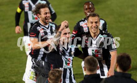 Fussball Bundesliga. RZ Pellets WAC gegen FC Admira Wacker Moedling.  Torjubel Michael Sollbauer,  Peter Tschernegg, Mario Leitgeb, Dever Akem Orgill (WAC). Wolfsberg, am 4.3.2017.
Foto: Kuess

---
pressefotos, pressefotografie, kuess, qs, qspictures, sport, bild, bilder, bilddatenbank