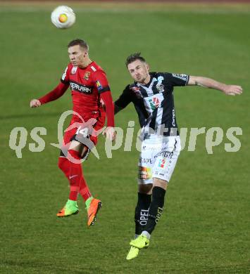 Fussball Bundesliga. RZ Pellets WAC gegen FC Admira Wacker Moedling.  Michael Sollbauer,  (WAC), Christoph Monschein (Moedling). Wolfsberg, am 4.3.2017.
Foto: Kuess

---
pressefotos, pressefotografie, kuess, qs, qspictures, sport, bild, bilder, bilddatenbank