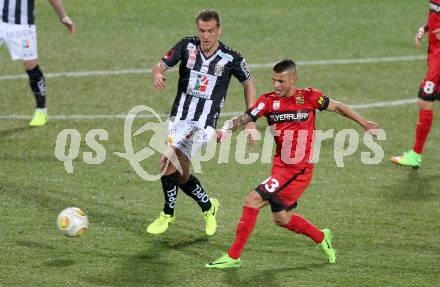 Fussball Bundesliga. RZ Pellets WAC gegen FC Admira Wacker Moedling.  Mario Leitgeb,  (WAC), Srdan Spiridonovic (Moedling). Wolfsberg, am 4.3.2017.
Foto: Kuess

---
pressefotos, pressefotografie, kuess, qs, qspictures, sport, bild, bilder, bilddatenbank