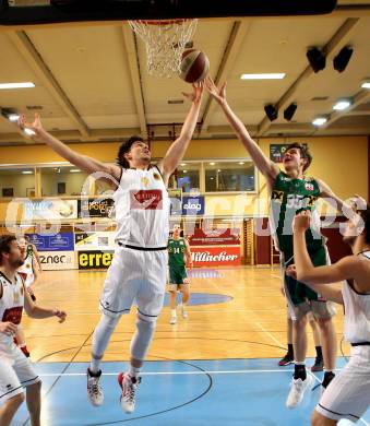 Basketball 2. Bundesliga. GD 20. Runde. Woerthersee Piraten gegen Dornbirn Lions. Christof Gspandl, (Piraten),  Luka Brajkovic  (Dornbirn). Klagenfurt, am 11.3.2017.
Foto: Kuess
---
pressefotos, pressefotografie, kuess, qs, qspictures, sport, bild, bilder, bilddatenbank