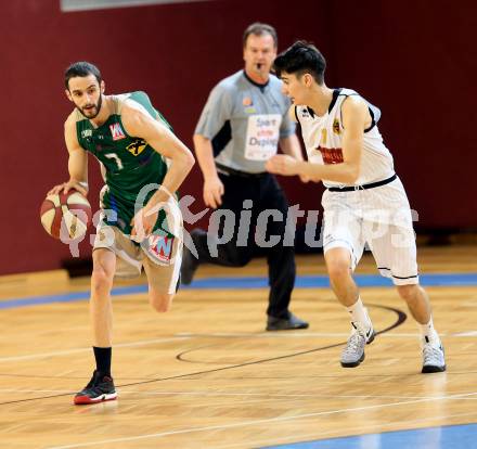 Basketball 2. Bundesliga. GD 20. Runde. Woerthersee Piraten gegen Dornbirn Lions. Volkan Oezdemir, (Piraten), Andre Arruti  (Dornbirn). Klagenfurt, am 11.3.2017.
Foto: Kuess
---
pressefotos, pressefotografie, kuess, qs, qspictures, sport, bild, bilder, bilddatenbank