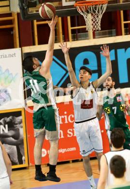 Basketball 2. Bundesliga. GD 20. Runde. Woerthersee Piraten gegen Dornbirn Lions. Volkan Oezdemir, (Piraten), Luka Kevric  (Dornbirn). Klagenfurt, am 11.3.2017.
Foto: Kuess
---
pressefotos, pressefotografie, kuess, qs, qspictures, sport, bild, bilder, bilddatenbank