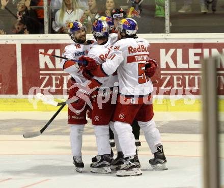 EBEL. Eishockey Bundesliga. KAC gegen 	EC Red Bull Salzburg. Torjubel  (Salzburg). Klagenfurt, am 17.3.2017.
Foto: Kuess

---
pressefotos, pressefotografie, kuess, qs, qspictures, sport, bild, bilder, bilddatenbank
