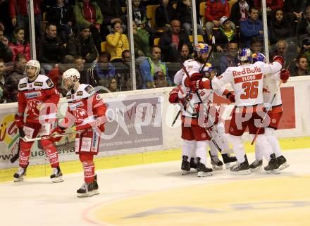 EBEL. Eishockey Bundesliga. KAC gegen 	EC Red Bull Salzburg. Torjubel    (Salzburg). Klagenfurt, am 17.3.2017.
Foto: Kuess

---
pressefotos, pressefotografie, kuess, qs, qspictures, sport, bild, bilder, bilddatenbank