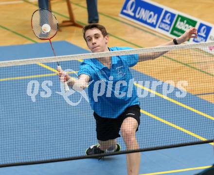 Badminton 2. Bundesliga. ASKOE Kelag Kaernten gegen BC Feldkirch. Philip Birker (Kaernten). Klagenfurt, am 25.3.2017.
Foto: Kuess
---
pressefotos, pressefotografie, kuess, qs, qspictures, sport, bild, bilder, bilddatenbank