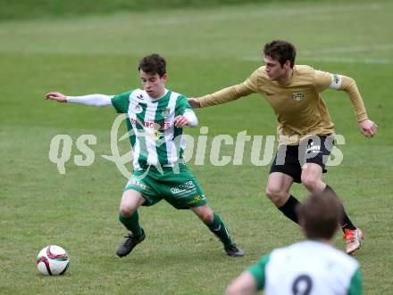 Fussball. Kaerntner Liga. Koettmannsdorf gegen Lienz. Stephan Borovnik  (Koettmannsdorf), Manuel Amoser (Lienz). Koettmannsdorf, 26.3.2017.
Foto: Kuess
---
pressefotos, pressefotografie, kuess, qs, qspictures, sport, bild, bilder, bilddatenbank
