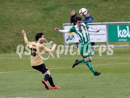 Fussball. Kaerntner Liga. Koettmannsdorf gegen Lienz. Philipp Gatti (Koettmannsdorf), Manuel Amoser (Lienz). Koettmannsdorf, 26.3.2017.
Foto: Kuess
---
pressefotos, pressefotografie, kuess, qs, qspictures, sport, bild, bilder, bilddatenbank