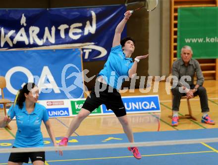 Badminton 2. Bundesliga. ASKOE Kelag Kaernten gegen BC Feldkirch.  Atanaska Yurieva Spasova, Jenny Ertl (Kaernten). Klagenfurt, am 25.3.2017.
Foto: Kuess
---
pressefotos, pressefotografie, kuess, qs, qspictures, sport, bild, bilder, bilddatenbank