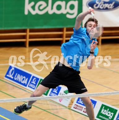 Badminton 2. Bundesliga. ASKOE Kelag Kaernten gegen BC Feldkirch.  Philip Birker (Kaernten). Klagenfurt, am 25.3.2017.
Foto: Kuess
---
pressefotos, pressefotografie, kuess, qs, qspictures, sport, bild, bilder, bilddatenbank