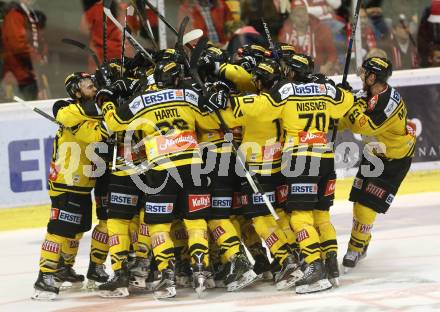 EBEL. Eishockey Bundesliga. KAC gegen 	UPC Vienna Capitals. Torjubel (Vienna Capitals). Klagenfurt, am 2.4.2017.
Foto: Kuess

---
pressefotos, pressefotografie, kuess, qs, qspictures, sport, bild, bilder, bilddatenbank