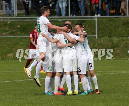 Fussball. Unterliga West. Ludmannsdorf gegen Rosegg. Torjubel Daniel Oswald (Rosegg). Ludmannsdorf, 2. 4. 2017.
Fotos: Kuess
---
pressefotos, pressefotografie, kuess, qs, qspictures, sport, bild, bilder, bilddatenbank