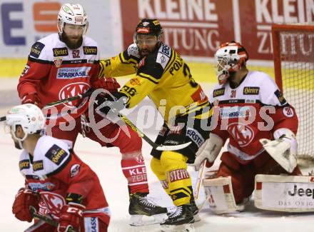 EBEL. Eishockey Bundesliga. KAC gegen 	UPC Vienna Capitals. Christoph Duller  (KAC), Jerry Pollastrone  (Vienna Capitals). Klagenfurt, am 2.4.2017.
Foto: Kuess

---
pressefotos, pressefotografie, kuess, qs, qspictures, sport, bild, bilder, bilddatenbank