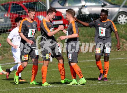 Fussball Kaerntner Liga. Maria Saal  gegen WAC Amateure. Torjubel (WAC). Klagenfurt, am 1.4.2017.
Foto: Kuess
---
pressefotos, pressefotografie, kuess, qs, qspictures, sport, bild, bilder, bilddatenbank