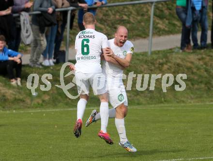 Fussball. Unterliga West. Ludmannsdorf gegen Rosegg. Torjubel Daniel Oswald  (Rosegg). Ludmannsdorf, 2. 4. 2017.
Fotos: Kuess
---
pressefotos, pressefotografie, kuess, qs, qspictures, sport, bild, bilder, bilddatenbank