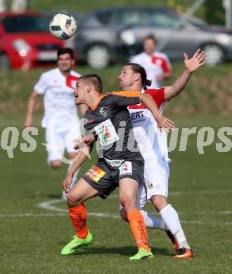 Fussball Kaerntner Liga. Maria Saal  gegen WAC Amateure. Hannes Christian Pickl (Maria Saal), Michael Augustin (WAC). Klagenfurt, am 1.4.2017.
Foto: Kuess
---
pressefotos, pressefotografie, kuess, qs, qspictures, sport, bild, bilder, bilddatenbank