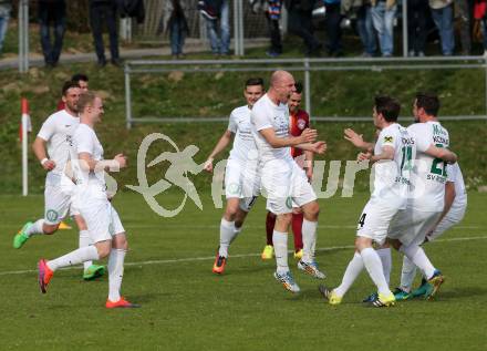 Fussball. Unterliga West. Ludmannsdorf gegen Rosegg. Torjubel Daniel Oswald  (Rosegg). Ludmannsdorf, 2. 4. 2017.
Fotos: Kuess
---
pressefotos, pressefotografie, kuess, qs, qspictures, sport, bild, bilder, bilddatenbank