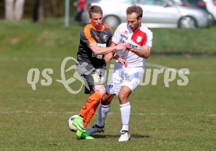 Fussball Kaerntner Liga. Maria Saal  gegen WAC Amateure. Bernhard Walzl,  (Maria Saal), Alexander Hofer (WAC). Klagenfurt, am 1.4.2017.
Foto: Kuess
---
pressefotos, pressefotografie, kuess, qs, qspictures, sport, bild, bilder, bilddatenbank