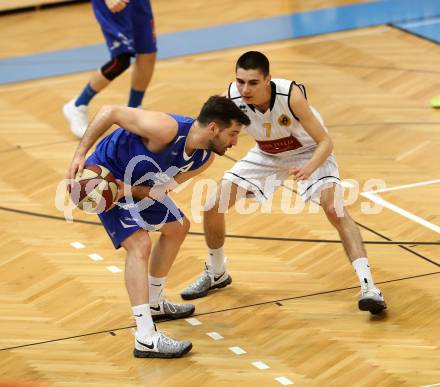 Basketball 2. Bundesliga. GD 22. Runde. Woerthersee Piraten gegen Timberwolves. Volkan Oezdemir (Piraten),  Petar COSIC (Timberwolves). Klagenfurt, am 1.4.2017.
Foto: Kuess
---
pressefotos, pressefotografie, kuess, qs, qspictures, sport, bild, bilder, bilddatenbank