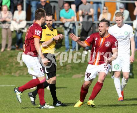 Fussball. Unterliga West. Ludmannsdorf gegen Rosegg. Torjubel Patrick Quantschnig, Gerfried Einspieler (Ludmannsdorf). Ludmannsdorf, 2. 4. 2017.
Fotos: Kuess
---
pressefotos, pressefotografie, kuess, qs, qspictures, sport, bild, bilder, bilddatenbank